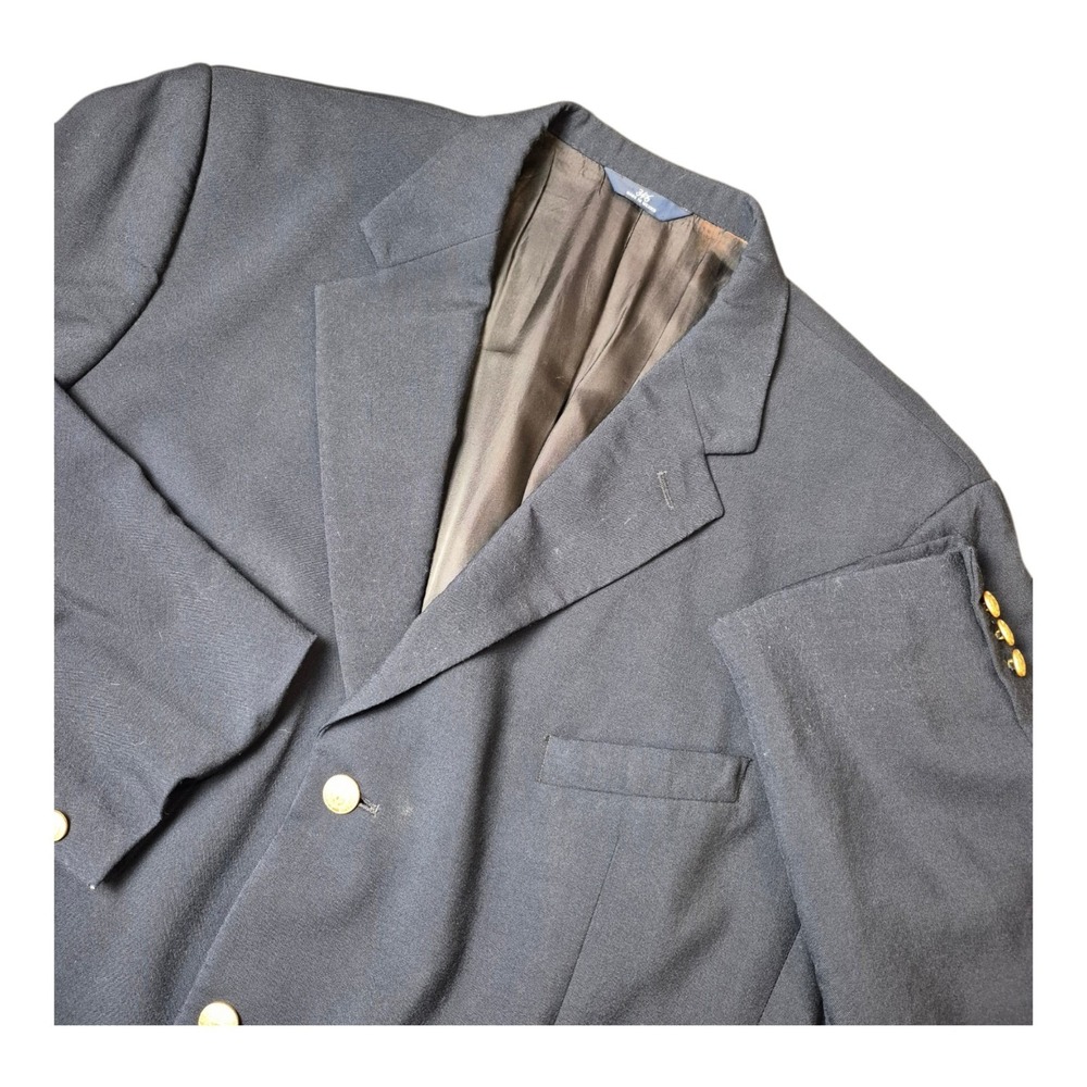 Brooks Brothers 346 Men's 48L Navy Worsted Wool Gold Button Blazer Preppy